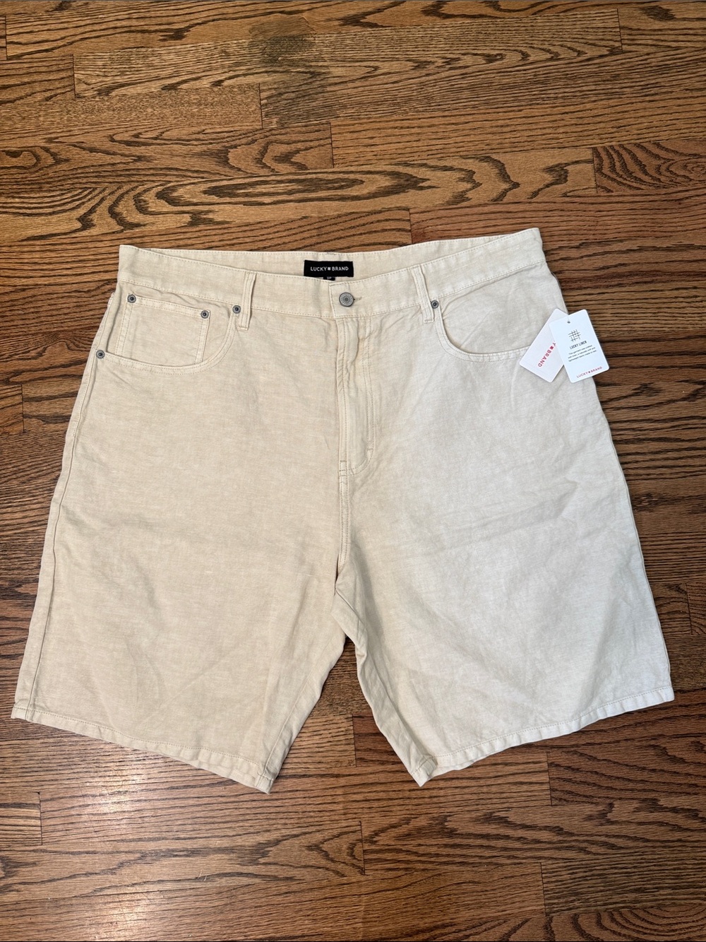 Lucky Brand Men’s Light Beige Linen Shorts Size 38 NWT